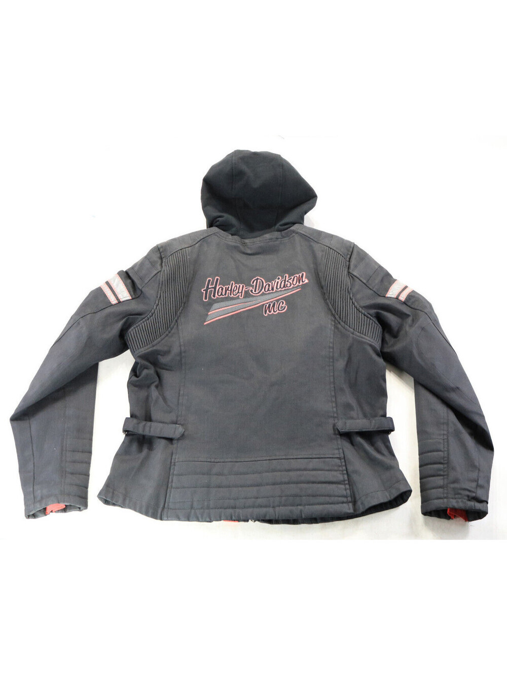 harley davidson jacket XL black orange armor pockets functional reflective hood